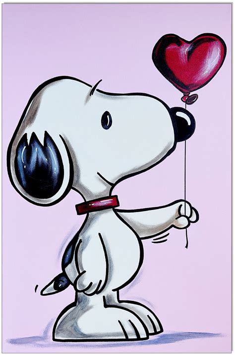 PEANUTS Snoopy Love IV 40 x 60 cm Original Acrylgemälde auf