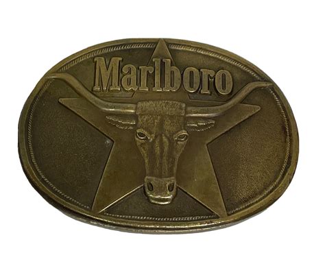 Vintage Marlboro Long Horned Steer Belt Buckle Star S Gem