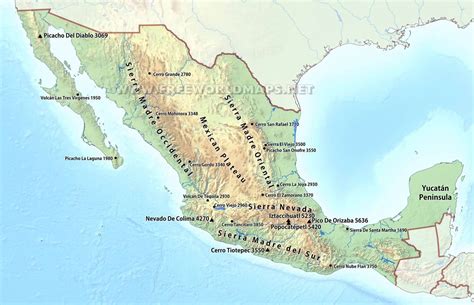 Mexico Physical Map