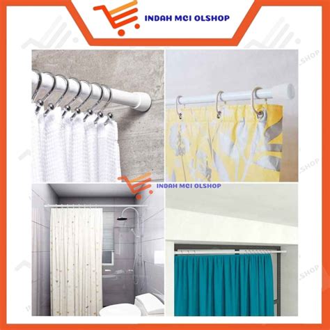 Jual Tiang Tirai Gorden Flexible Tanpa Paku Shower Curtain Rod