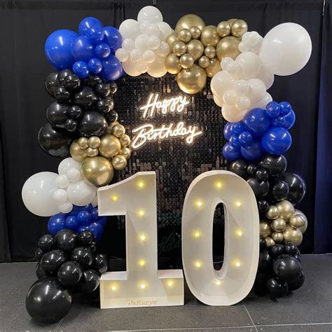 Royal Blue Gold Black Balloon Garland Arch Kit 136pcs Sapphire Blue