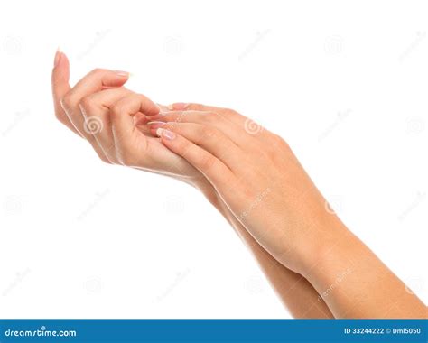 Beautiful Woman Hands With French Manicured Nails Stock Photo Image