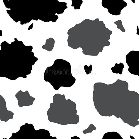 Vector Black And White Cow Print Seamless Pattern Background Stock