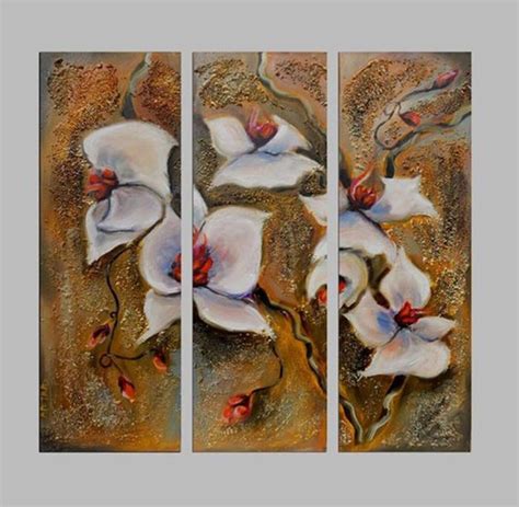 Triptych Set Canvas Art White Flowers. Original Paintings. - Etsy