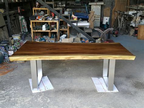 Live Edge Dining Table Reclaimed Acacia Wood Solid Slab Live Etsy