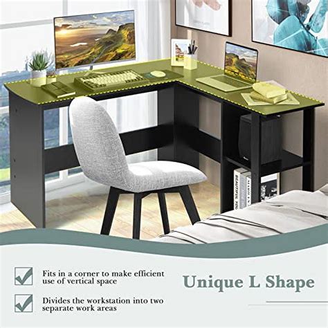 Goflame L Shaped Computer Desk Corner Desk For Small Space Laptop