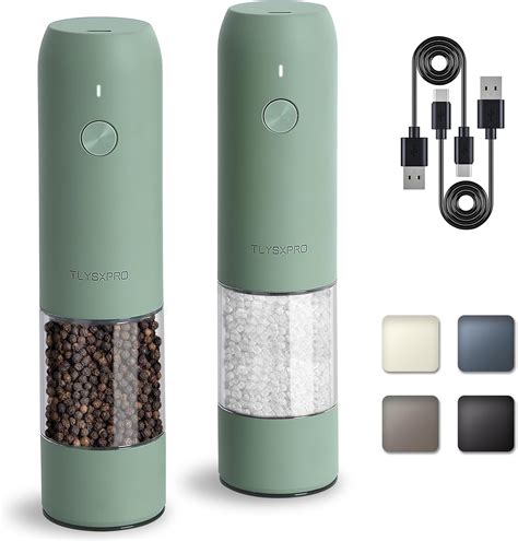 Electric Salt And Pepper Grinder Set Usb Rechargeable Automatic Salt