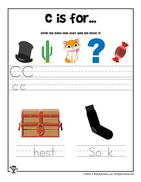 Letter C Phonics Recognition Worksheet Woo Jr Kids Activities