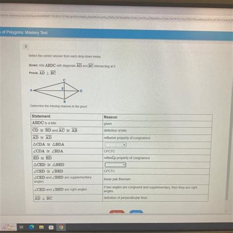 Select The Correct Answer From Each Drop Down Menu Given Kite Abdc