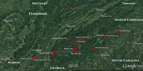 Information and maps of five wildfires in Georgia and North Carolina ...