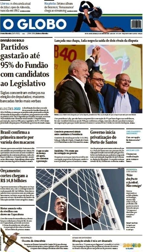 Capa O Globo Domingo De Junho De