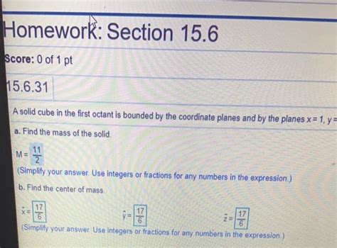 Solved Part B Find The Center Of Mass X Y Z Part C Find Chegg