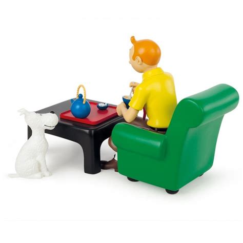 Figurine de collection Tintin et Milou en train de prendre le thé 47002