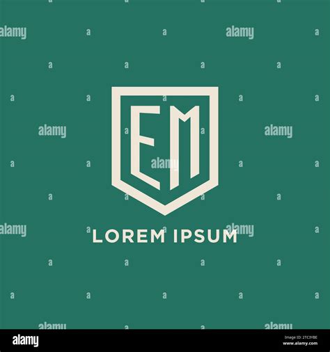 EM Initial Logo Monogram Shield Geometric Shape Design Vector Graphic