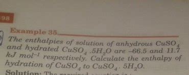 98 Example 35 The Enthalpies Of Solution Of Anhydrous C And Hydrated