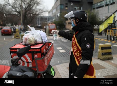A Deliveryman Of Haidilao A Chain Of Hot Pot Restaurants Send Food To Customers Beijing