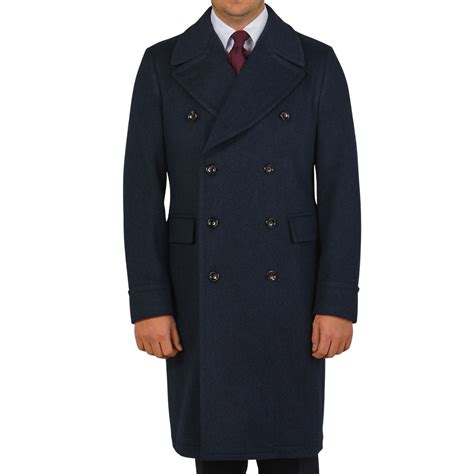 Luigi Bianchi Blue Melange Loro Piana Wool Polo Coat Baltzar