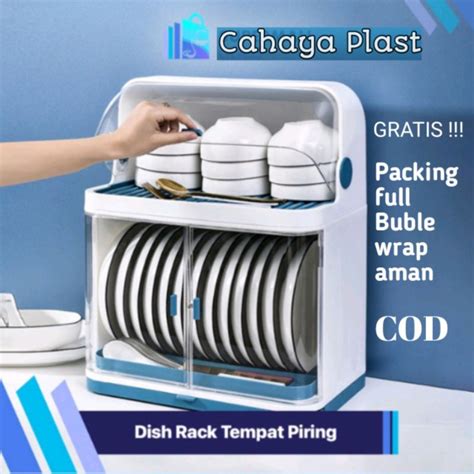 Jual RAK PIRING ANTI DEBU TERTUTUP TEMPAT PENYIMPANAN MANGKOK GELAS