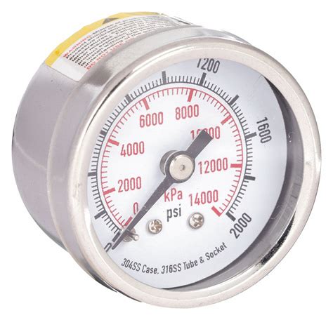 Corrosion Resistant Case 0 To 2 000 Psi Commercial Pressure Gauge