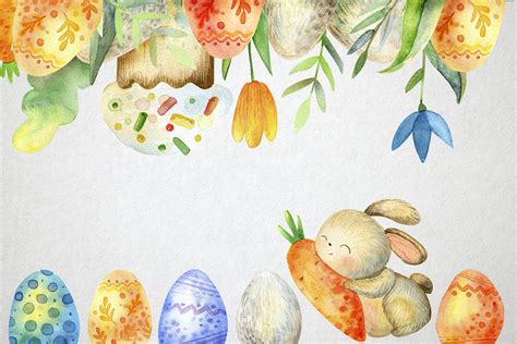 Happy Easter Watercolor Set 439106 Illustrations Design Bundles