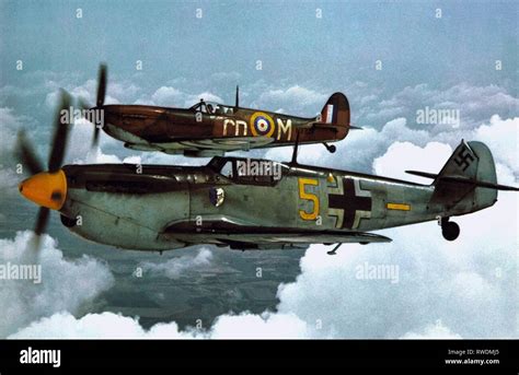 Spitfire messerschmitt me 109 battle britain hi-res stock photography ...