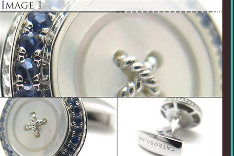 【楽天市場】tateossian タテオシアン Silver Precious Button Rhodium Mop And Sapphires 085ct Cufflinks プレシャス