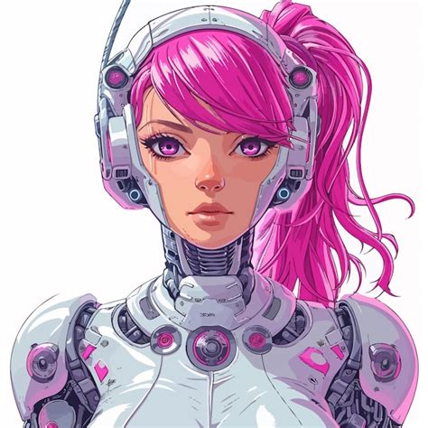 La Chica Del Anime Cyberpunk Vector Premium