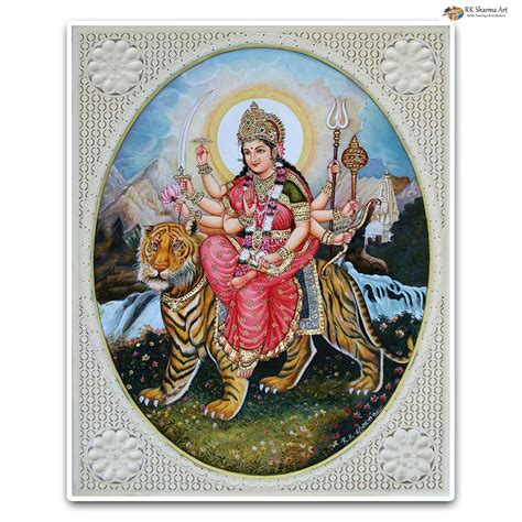 Divine Strength Shera Wali Mata Miniature Painting R K Sharma