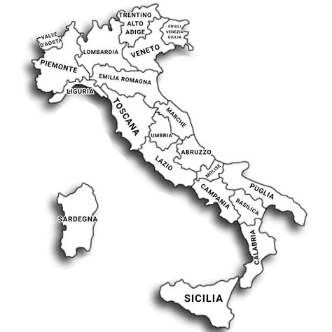 the names of the Italian regions translated into English according to ...