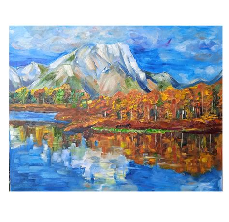 Bergsee Gemälde Landschaft Original Ölgemälde Berge Kunstwerk Etsy