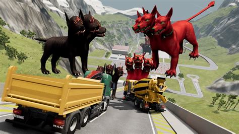 Mobil Truk Bus Terbang Tabrak Anjing Monster Jatuh Rusak Hancur Games