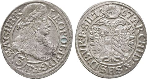 Habsburg 3 Kreuzer Breslau 1667 SHS Leopold I 1657 1705 F Vz MA Shops