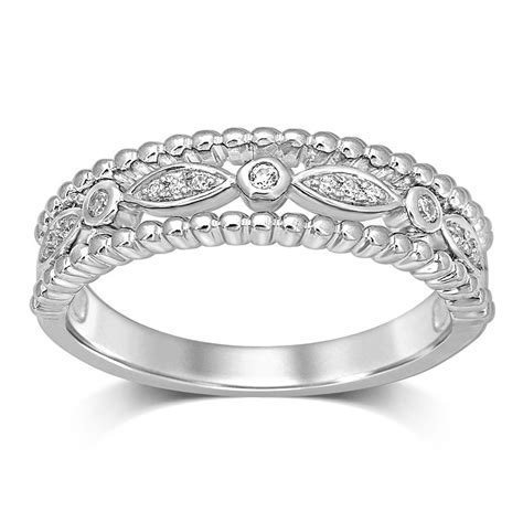 10k White Gold 1 20 Ct Tw Diamond Fashion Band Unclaimed Diamonds