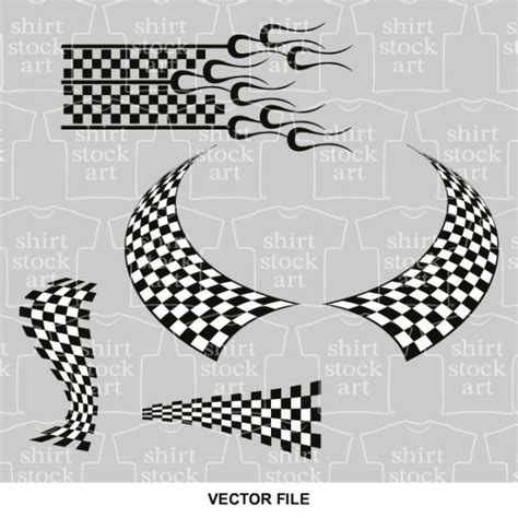 Racing Checkered Flag Tribal Flames T Shirt Stock Art