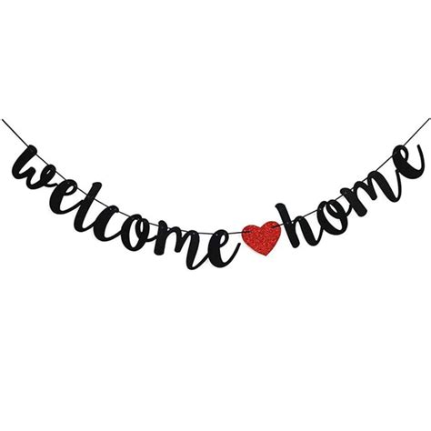 Guolarizi Welcome Home Banner Welcome Back Party Decorations Black Glitter Home Party Sign