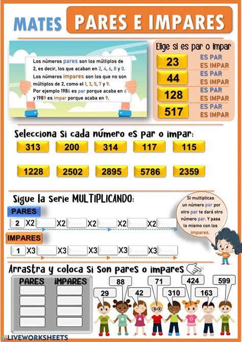 N Meros Pares E Impares Ficha Interactiva Numeros Pares E Impares