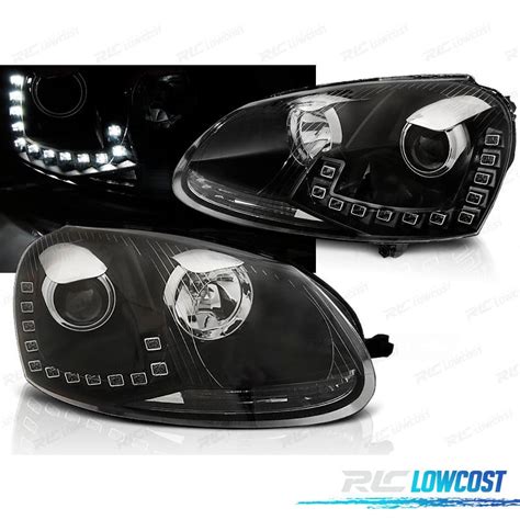 Faros Para Volkswagen Vw Golf Luz Diurna Tru Drl Neg