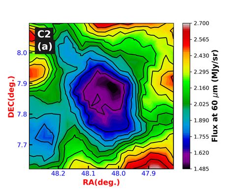 The Contour Maps For Infrared Fluxes A And B Dust Color Temperature