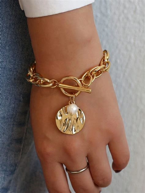 1 Pieza Brazalete Grueso De Color Dorado Para Mujeres Y Adolescentes