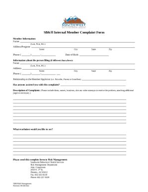 SB H Internal Member Complaint Doc Template PdfFiller