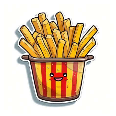 Premium AI Image French Fries Sticker Adorable Flashy Colors