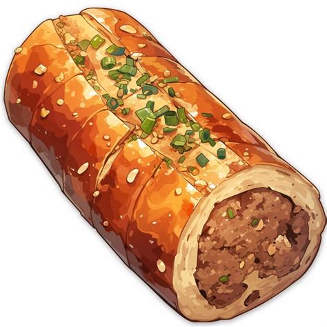 Premium Vector Savory Sausage Roll Cartoon Style