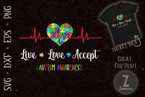 Live Love Accept Autism Awareness By Zemira Thehungryjpeg