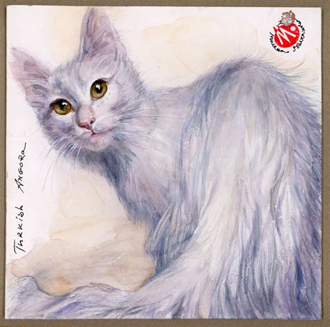 Turkish Angora Cat Painting Cat Art PRINT of Watercolour - Etsy