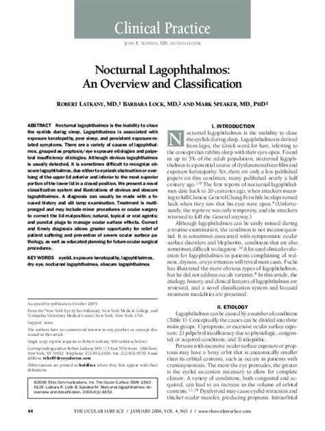 (PDF) Overview and Classification of Nocturnal Lagophthalmos