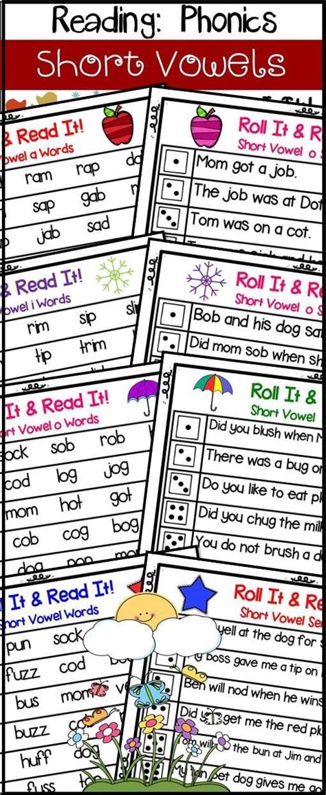 Seasonal Short Vowel Sounds Roll It Read It Words And Sentences Game