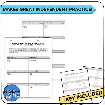 Simplifying Complex Fractions Self Checking Circuit Worksheet Activity