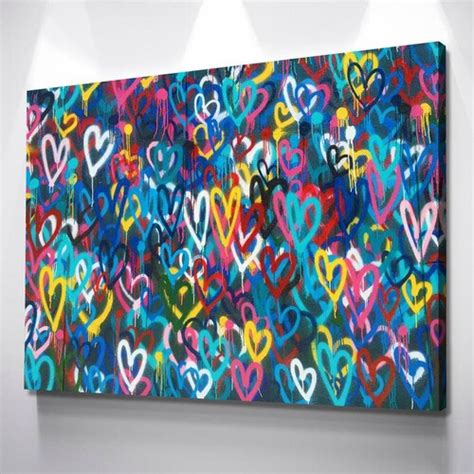 Banksy Love Hearts Graffiti Canvas Graffiti Art Abstract Etsy