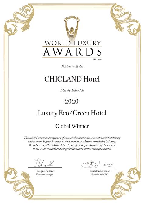 2020 World Luxury Awards Winner - CHICLAND Hotel - Global Win in Luxury ...