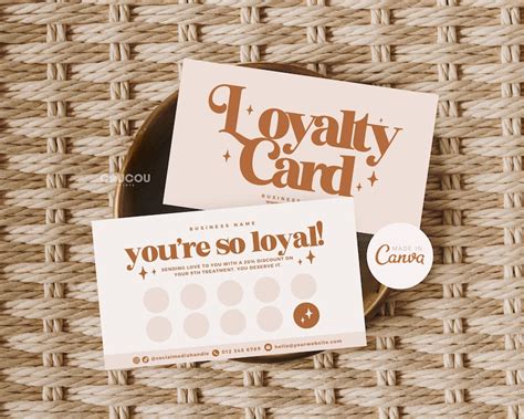 Retro Loyalty Card Template Canva Printable Rewards Card Design Diy